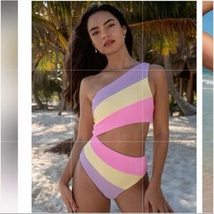 NWT Beach Riot Joyce One Piece Sublime Spring Colorblock